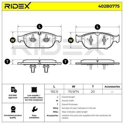 Brake Pads Set RIDEX 402B0775 402B0775 - photo 7
