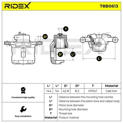 Brake Caliper RIDEX 78B0613 78B0613 - photo 6
