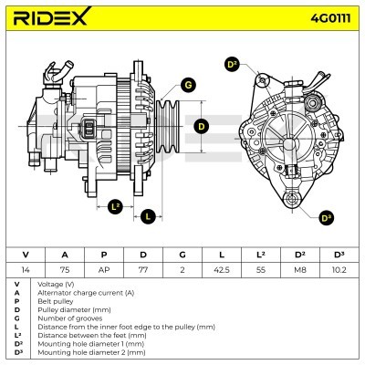 Alternator RIDEX 4G0111 4G0111 - photo 7