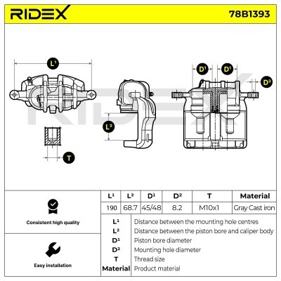 Brake Caliper RIDEX 78B1393 78B1393 - photo 7