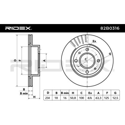 Brake Disc RIDEX 82B0316 82B0316 - photo 3