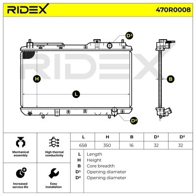 Radiator, Engine Cooling RIDEX 470R0008 470R0008 - photo 5