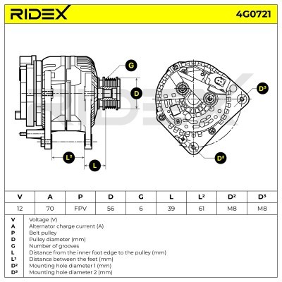 Alternator RIDEX 4G0721 4G0721 - photo 5