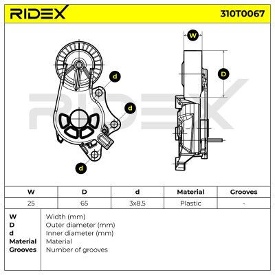 Belt Tensioner V-Ribbed Belt RIDEX 310T0067 310T0067 - photo 6