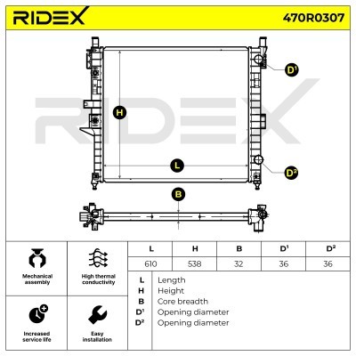 Radiator, Engine Cooling RIDEX 470R0307 470R0307 - photo 7