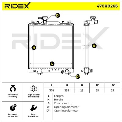 Radiator, Engine Cooling RIDEX 470R0266 470R0266 - photo 6
