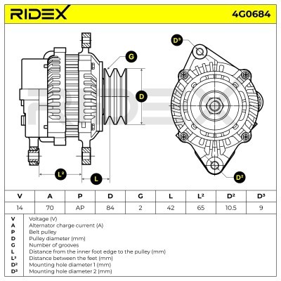Alternator RIDEX 4G0684 4G0684 - photo 5