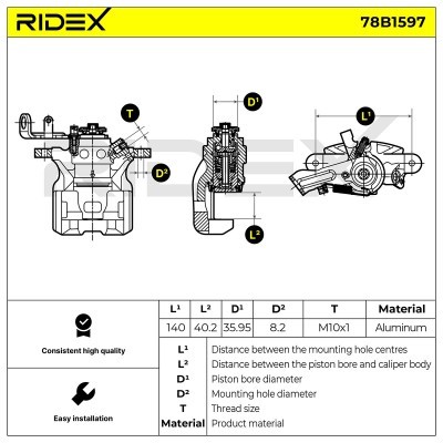 Brake Caliper RIDEX 78B1597 78B1597 - photo 6