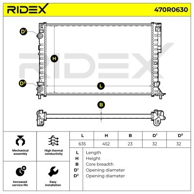 Radiator, Engine Cooling RIDEX 470R0630 470R0630 - photo 5