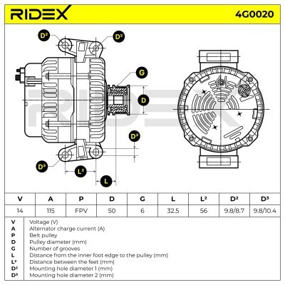 Alternator RIDEX 4G0020 4G0020 - photo 6