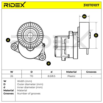 Belt Tensioner V-Ribbed Belt RIDEX 310T0107 310T0107 - photo 6