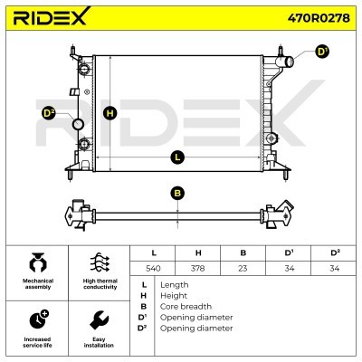 Radiator, Engine Cooling RIDEX 470R0278 470R0278 - photo 4