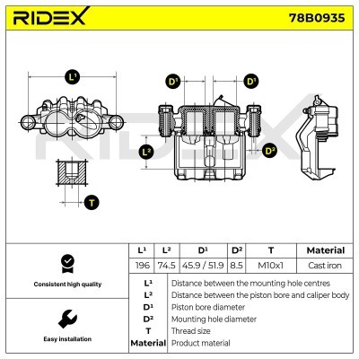 Brake Caliper RIDEX 78B0935 78B0935 - photo 6