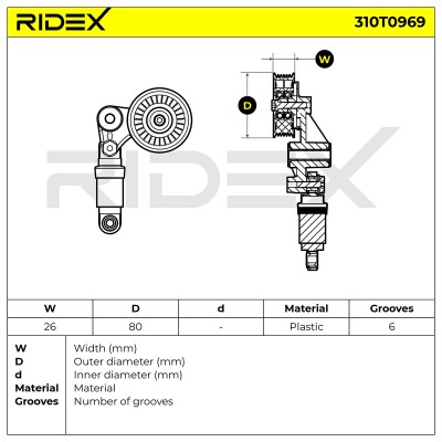 Belt Tensioner V-Ribbed Belt RIDEX 310T0969 310T0969 - photo 6