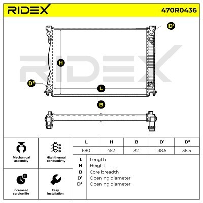 Radiator, Engine Cooling RIDEX 470R0436 470R0436 - photo 5