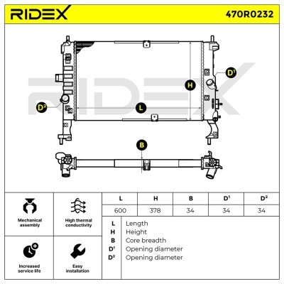 Radiator, Engine Cooling RIDEX 470R0232 470R0232 - photo 7