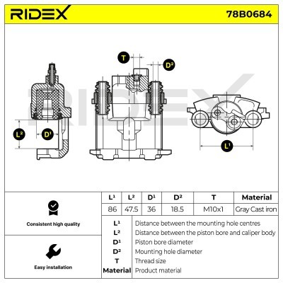 Brake Caliper RIDEX 78B0684 78B0684 - photo 6