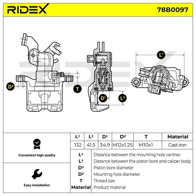 Brake Caliper RIDEX 78B0097 78B0097 - photo 5