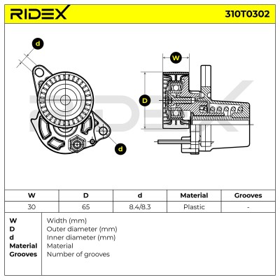 Belt Tensioner V-Ribbed Belt RIDEX 310T0302 310T0302 - photo 6