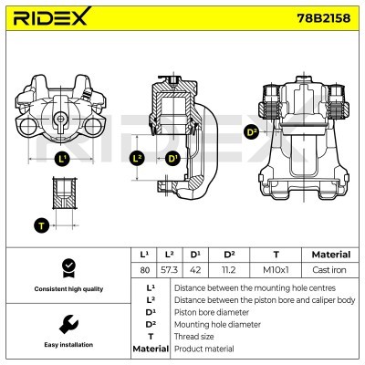 Brake Caliper RIDEX 78B2158 78B2158 - photo 6