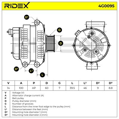 Alternator RIDEX 4G0095 4G0095 - photo 6