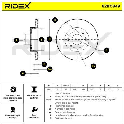 Brake Disc RIDEX 82B0849 82B0849 - photo 5