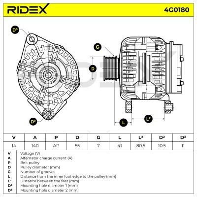 Alternator RIDEX 4G0180 4G0180 - photo 6