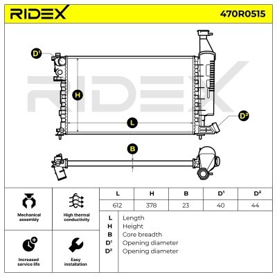 Radiator, Engine Cooling RIDEX 470R0515 470R0515 - photo 5
