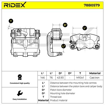 Brake Caliper RIDEX 78B0579 78B0579 - photo 6