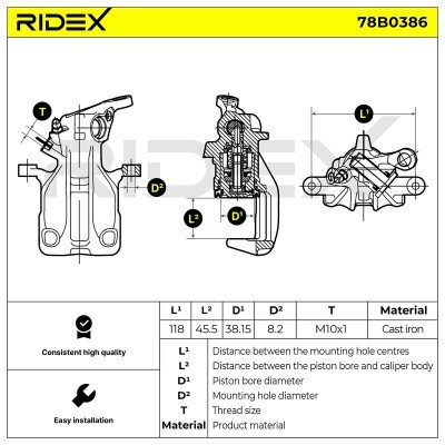 Brake Caliper RIDEX 78B0386 78B0386 - photo 5