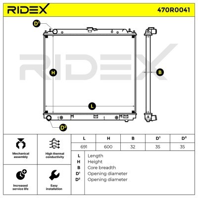 Radiator, Engine Cooling RIDEX 470R0041 470R0041 - photo 4