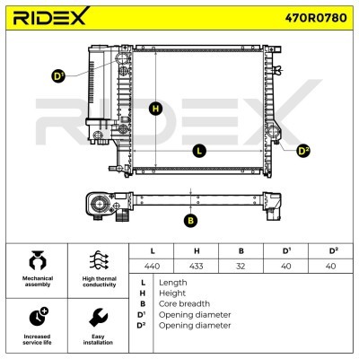Radiator, Engine Cooling RIDEX 470R0780 470R0780 - photo 6
