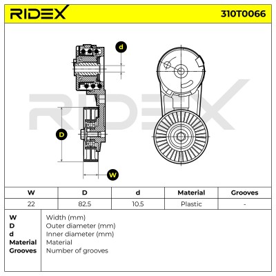 Belt Tensioner V-Ribbed Belt RIDEX 310T0066 310T0066 - photo 6
