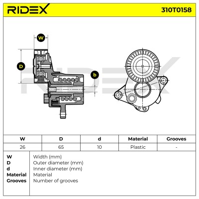Belt Tensioner V-Ribbed Belt RIDEX 310T0158 310T0158 - photo 6
