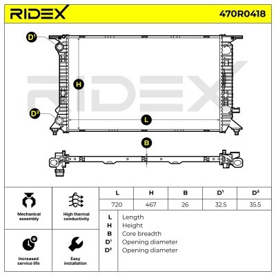 Radiator, Engine Cooling RIDEX 470R0418 470R0418 - photo 7