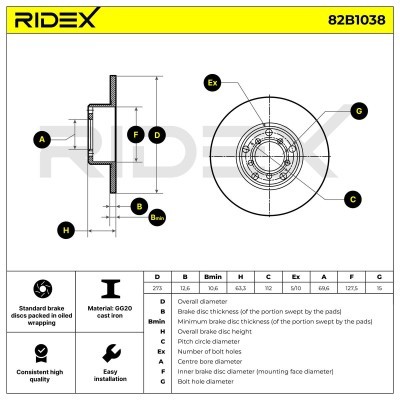 Brake Disc RIDEX 82B1038 82B1038 - photo 9