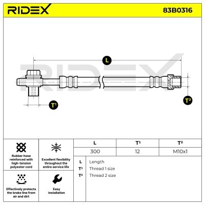 Brake Hose RIDEX 83B0316 83B0316 - photo 3