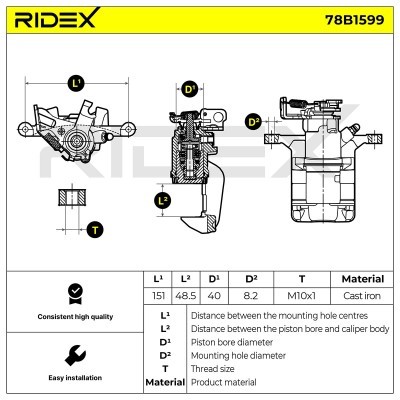 Brake Caliper RIDEX 78B1599 78B1599 - photo 6