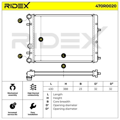 Radiator, Engine Cooling RIDEX 470R0020 470R0020 - photo 5