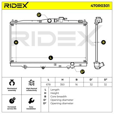 Radiator, Engine Cooling RIDEX 470R0301 470R0301 - photo 2