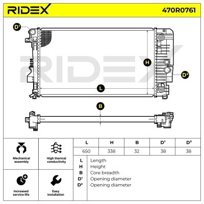 Radiator, Engine Cooling RIDEX 470R0761 470R0761 - photo 5