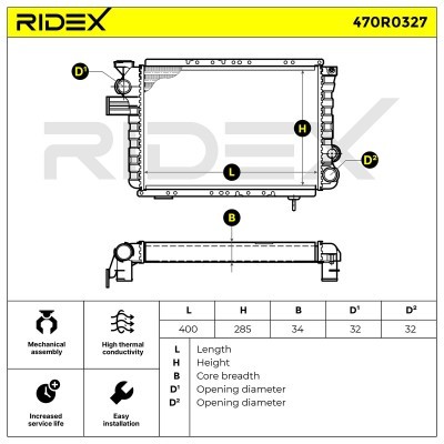 Radiator, Engine Cooling RIDEX 470R0327 470R0327 - photo 6
