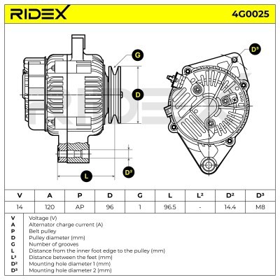 Alternator RIDEX 4G0025 4G0025 - photo 6
