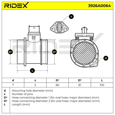 Air Mass Sensor RIDEX 3926A0064 3926A0064 - photo 7