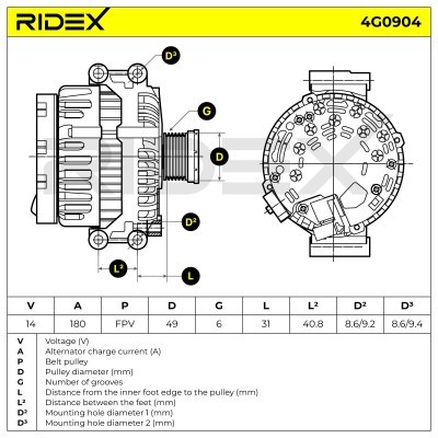 Alternator RIDEX 4G0904 4G0904 - photo 7