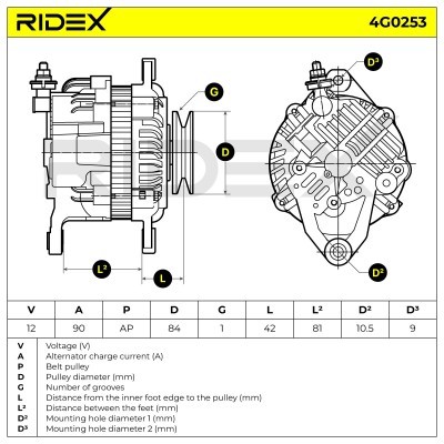 Alternator RIDEX 4G0253 4G0253 - photo 6
