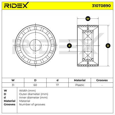 Belt Tensioner V-Ribbed Belt RIDEX 310T0890 310T0890 - photo 6