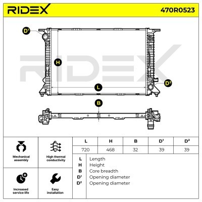 Radiator, Engine Cooling RIDEX 470R0523 470R0523 - photo 7
