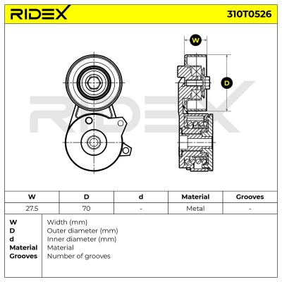 Belt Tensioner V-Ribbed Belt RIDEX 310T0526 310T0526 - photo 6