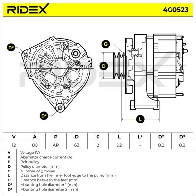 Alternator RIDEX 4G0523 4G0523 - photo 5
